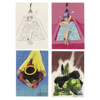 Lot #590 - Set of Three Hand-Painted Illustration Cels with Backgrounds and Hand-Drawn Line Art ### DRAGON BALL FRANCHISE (1984 - PRESENT)