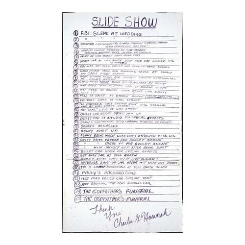 Lot #633 - Charles G. Hannah-Autographed Handwritten Picture Car Poster ### THE GODFATHER (1972)