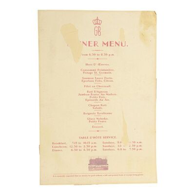 Lot #642 - Dinner Menu with Shoe Shiner's (Dar Ronge) Signage on Reverse ### THE GRAND BUDAPEST HOTEL (2014)