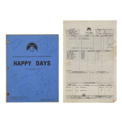 Lot #650 - Cast-Autographed Script and Call Sheet ### HAPPY DAYS (1974-1984)