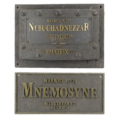 Lot #760 - Nebuchadnezzar and Mnemosyne Plaque Crew Gifts ### THE MATRIX FRANCHISE (1999 - 2021)