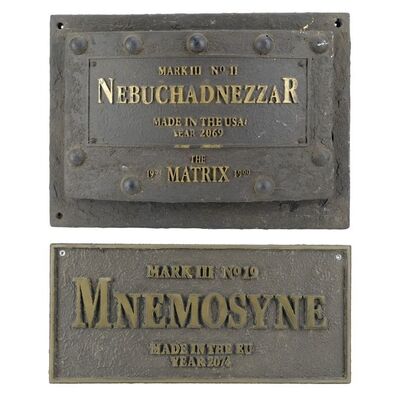 Lot #760 - Nebuchadnezzar and Mnemosyne Plaque Crew Gifts ### THE MATRIX FRANCHISE (1999 - 2021)
