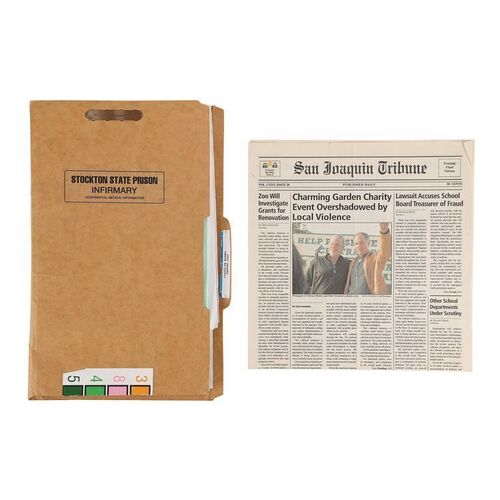 Lot #832 - Otto Delaney's (Kurt Sutter) Stockton Prison Medical File and Newspaper Cover Page ### SONS OF ANARCHY (T.V. SERIES, 2008-2014)