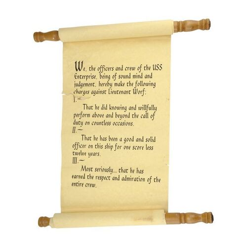 Lot #845 - Holodeck Promotion Ceremony Scroll ### STAR TREK: GENERATIONS (1994)