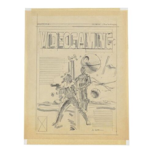 Lot #894 - William Plumb Collection: Hand-Drawn Vincent Di Fate Videogaming Illustrated Magazine Cover Concept Sketch ### STAR WARS: RETURN OF THE JEDI (1983)