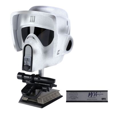 Lot #914 - EFX Artist Proof "Legend Edition" Scout Trooper Helmet and Blaster Replicas with Hand-Drawn Nilo Rodis-Jamero Design Sketch ### STAR WARS: RETURN OF THE JEDI (1983)