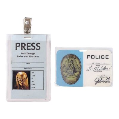 Lot #935 - The Crypt-Keeper's (John Kassir) Production-Made Press and Police Officer Badges ### TALES FROM THE CRYPT (1989-1996)