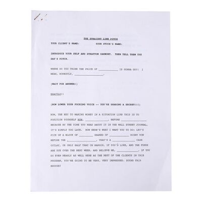 Lot #977 - "The Straight Line Pitch" Sales Pitch Script ### THE WOLF OF WALL STREET (2013)