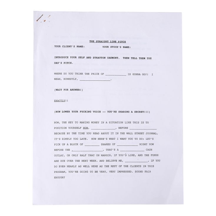 Straight Line Script Lot # 977: THE WOLF OF WALL STREET (2013) - The Straight Line Pitch ...