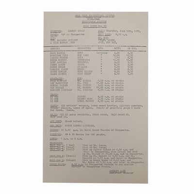 Lot #1001 - Anthony Daniels Collection: Call Sheet ### STAR WARS: A NEW HOPE (1977)
