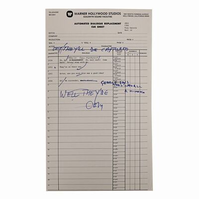 Lot #1010 - Anthony Daniels Collection: Outside Endor Bunker ADR Cue Sheet with Anthony Daniels' Handwritten Dialogue ### STAR WARS: RETURN OF THE JEDI (1983)