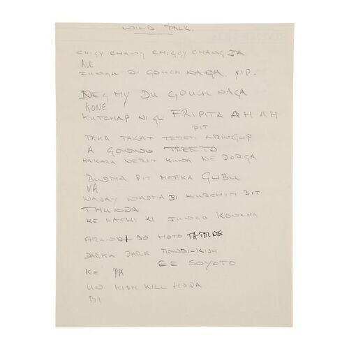 Lot #1014 - Anthony Daniels Collection: Anthony Daniels' Handwritten Ewokese "Wild Talk" Dialogue Page ### STAR WARS: RETURN OF THE JEDI (1983)