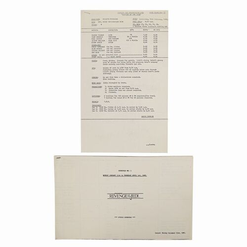 Lot #1022 - Anthony Daniels Collection: Shooting Schedule and Call Sheet ### STAR WARS: RETURN OF THE JEDI (1983)