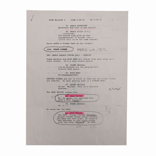 Lot #1026 - Anthony Daniels Collection: Anthony Daniels' Hand-annotated Script ### ROBOT CHICKEN (2005-PRESENT)