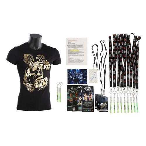 Lot #1027 - Anthony Daniels Collection: Anthony Daniels' Hand-annotated Script, Assorted Flyers, T-Shirt, Light-up Lightsaber Lanyards and Personnel Passes ### STAR WARS: VARIOUS PRODUCTIONS