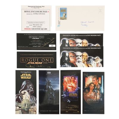 Lot #1048 - Anthony Daniels Collection: Special Edition Invitations, Attack of the Clones Screenings Invitations, Exhibition Invitation and Autographed Rogue One Invitations ### STAR WARS: VARIOUS PRODUCTIONS