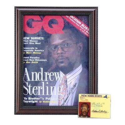 Lot #1126 - Samuel L. Jackson-Autographed Framed "Andrew Sterling" GQ Cover Display with Production-Made Andrew Sterling ID ### AMOS & ANDREW (1993)
