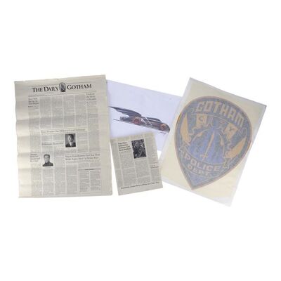 Lot #1144 - Production-Made Printed Batmobile Art, Gotham Police Decal, and "The Daily Gotham" Newspaper Clippings ### BATMAN FOREVER (1995)