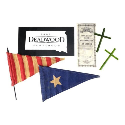 Lot #1219 - Charlie Utter's (Dayton Callie) Estate Sale Flier with Set Pieces and Parking Placard ### DEADWOOD: THE MOVIE (2019)