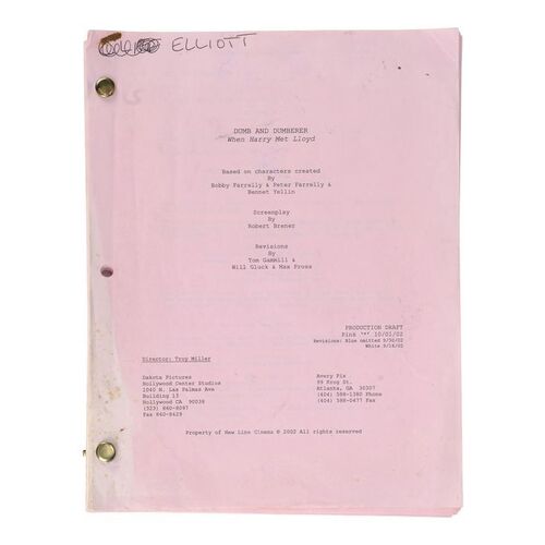 Lot #1235 - Pink Production Draft Script ### DUMB AND DUMBERER: WHEN HARRY MET LLOYD (2003)
