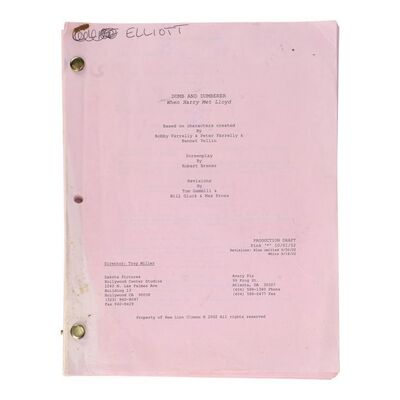 Lot #1235 - Pink Production Draft Script ### DUMB AND DUMBERER: WHEN HARRY MET LLOYD (2003)