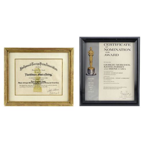 Lot #1263 - Framed Academy Award Certificate of Nomination and Hollywood Foreign Press Association Nomination ### FLASHDANCE (1983)