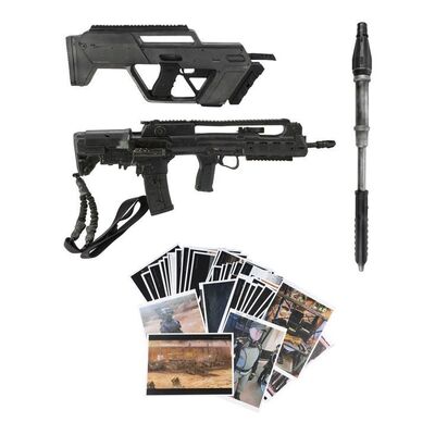 Lot #1296 - Stunt APS UAR Rifle, Stunt Gun, Baton and Season 1 Printed Concept Artwork Folder ### HALO (T.V. SERIES, 2022)