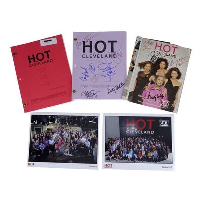 Lot #1312 - Cast-Autographed Episode 105 Script and Magazine Clipping, One Script, and Crew Photos ### HOT IN CLEVELAND (2010-2015)
