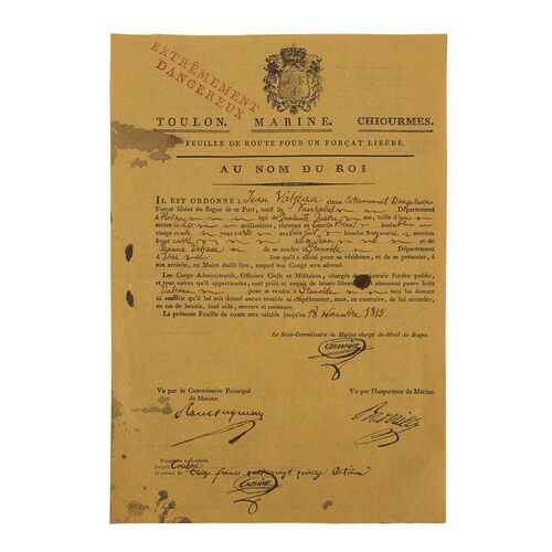 Lot #1371 - Jean Valjean's (Hugh Jackman) Travel Papers ### LES MISERABLES (2012)