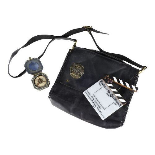 Lot #1479 - Johnny Depp-Autographed Replica Compass, Crew Gift Messenger Bag, and Clapperboard ### PIRATES OF THE CARIBBEAN: DEAD MAN'S CHEST (2006)/PIRATES OF THE CARIBBEAN: AT WORLD'S END (2007)