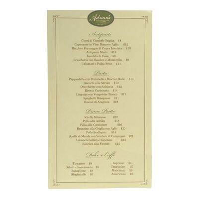 Lot #1505 - Production-Made Adrian's Restaurant Menu ### CREED (2015)