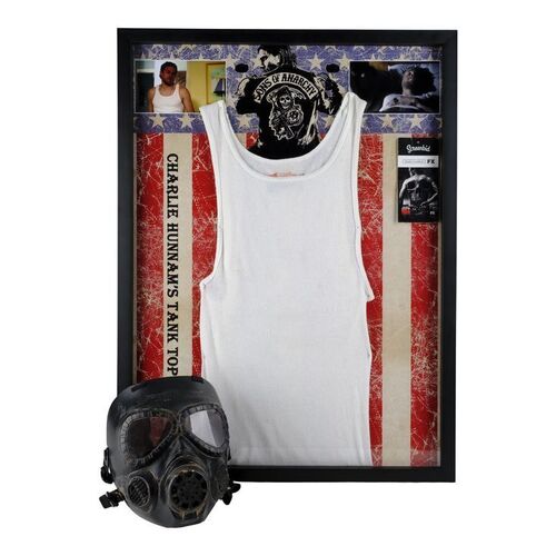 Lot #1534 - Jax Teller's (Charlie Hunnam) Framed Tank-Top with Background Distressed Gas Mask ### SONS OF ANARCHY (T.V. SERIES, 2008-2014)