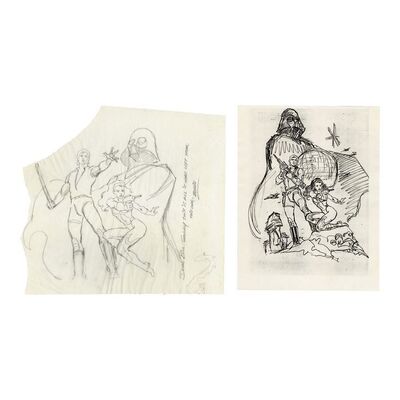 Lot #1611 - William Plumb Collection: Pair of Hand-Drawn Boris Vallejo Trading Card Concept Sketches ### STAR WARS: VARIOUS PRODUCTIONS