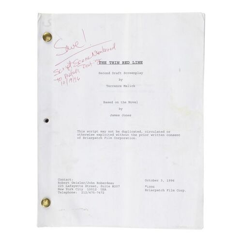 Lot #1649 - Script Supervisor's Original Annotated Script ### THE THIN RED LINE (1998)
