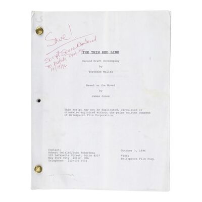 Lot #1649 - Script Supervisor's Original Annotated Script ### THE THIN RED LINE (1998)