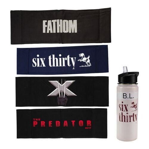 Lot #1671 - Set of Four Chairbacks and One Water Bottle ### VARIOUS PRODUCTIONS