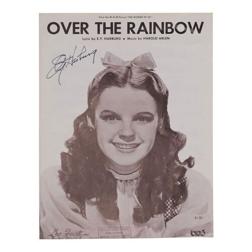 Lot #1680 - E.Y. Harburg-Autographed "Over the Rainbow" Sheet Music ### THE WIZARD OF OZ (1939)