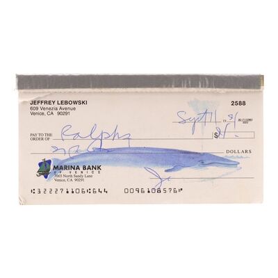 Lot #50 - The Dude's (Jeff Bridges) Hand-Marked Checkbook ### THE BIG LEBOWSKI (1998)