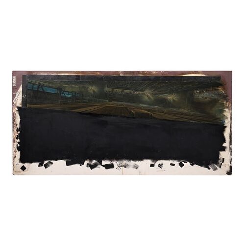 Lot #55 - Hand-Painted Matthew Yuricich "Deckard Hangs from Roof" Aerial Street View Matte Painting ### BLADE RUNNER (1982)