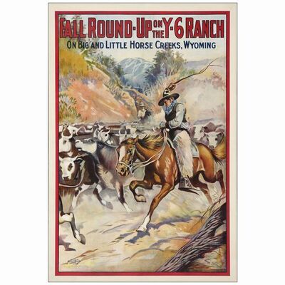 87: One Sheet (28" x 41.5" ); Fine- on Linen ### FALL ROUND-UP ON THE Y-6 RANCH (1911)