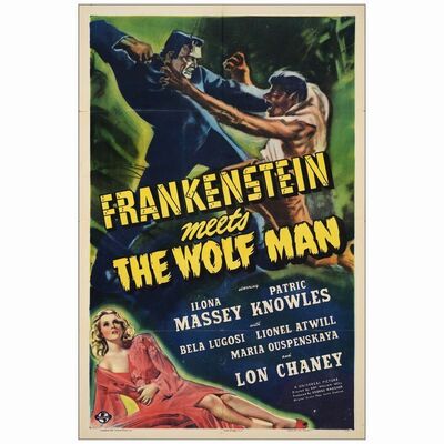 91: One Sheet (27" x 41"); Very Fine- Folded ### FRANKENSTEIN MEETS THE WOLF MAN (1943)
