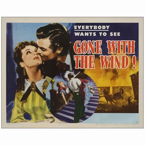 102: Half Sheet (22" x 28" ); Style B; Very Fine- on Paper ### GONE WITH THE WIND (R-1947)