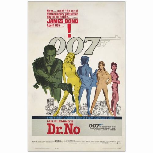 136: One Sheet (27" x 41"); Yellow Smoke Style; Fine+ on Linen ### JAMES BOND: DR. NO (1962)
