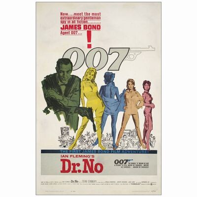136: One Sheet (27" x 41"); Yellow Smoke Style; Fine+ on Linen ### JAMES BOND: DR. NO (1962)
