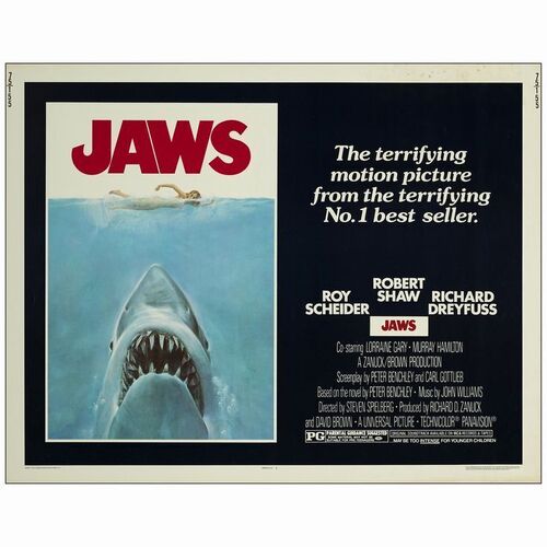 160: Half-Sheet (22" x 28); Very Fine- Rolled ### JAWS (1975)