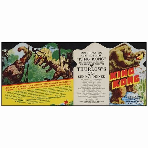 167: Herald (4" x 7" Folded, 4" x 16" Unfolded); Near Mint Folded ### KING KONG (1933)