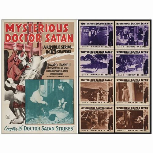 195: One Sheet and (2) Lobby Card Sets of 4 (27" x 41" & 11" x 14"); Very Fine ### MYSTERIOUS DOCTOR SATAN (1940)