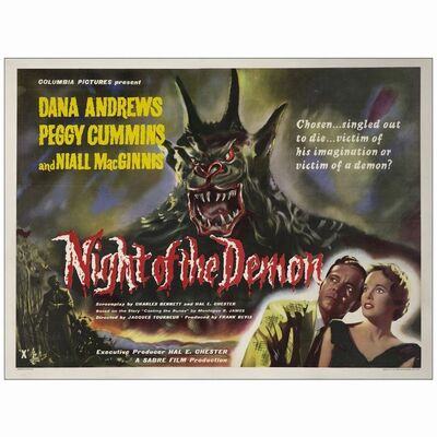 199: British Quad (30" x 40" ); Very Good+ on Linen ### NIGHT OF THE DEMON (1957)