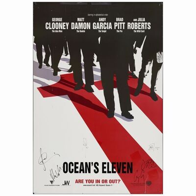 205: One Sheet (27" x 40" ) Autographed by George Clooney, Brad Pitt, Julia Roberts, Matt Damon, Don Cheadle, and Andy Garcia. (JSA COA); Fine- Rolled ### OCEAN'S ELEVEN (2011)