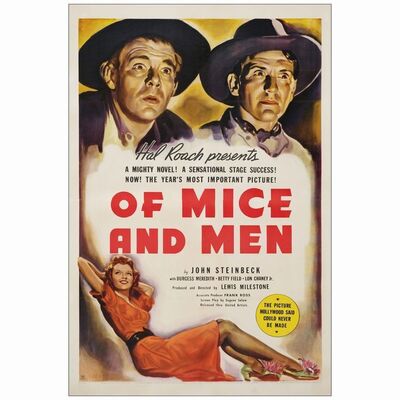 206: One Sheet (27" x 41"); Very Fine- on Linen ### OF MICE AND MEN (1939)